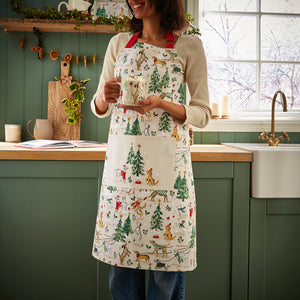 Christmas Dog Walkies Cotton Apron