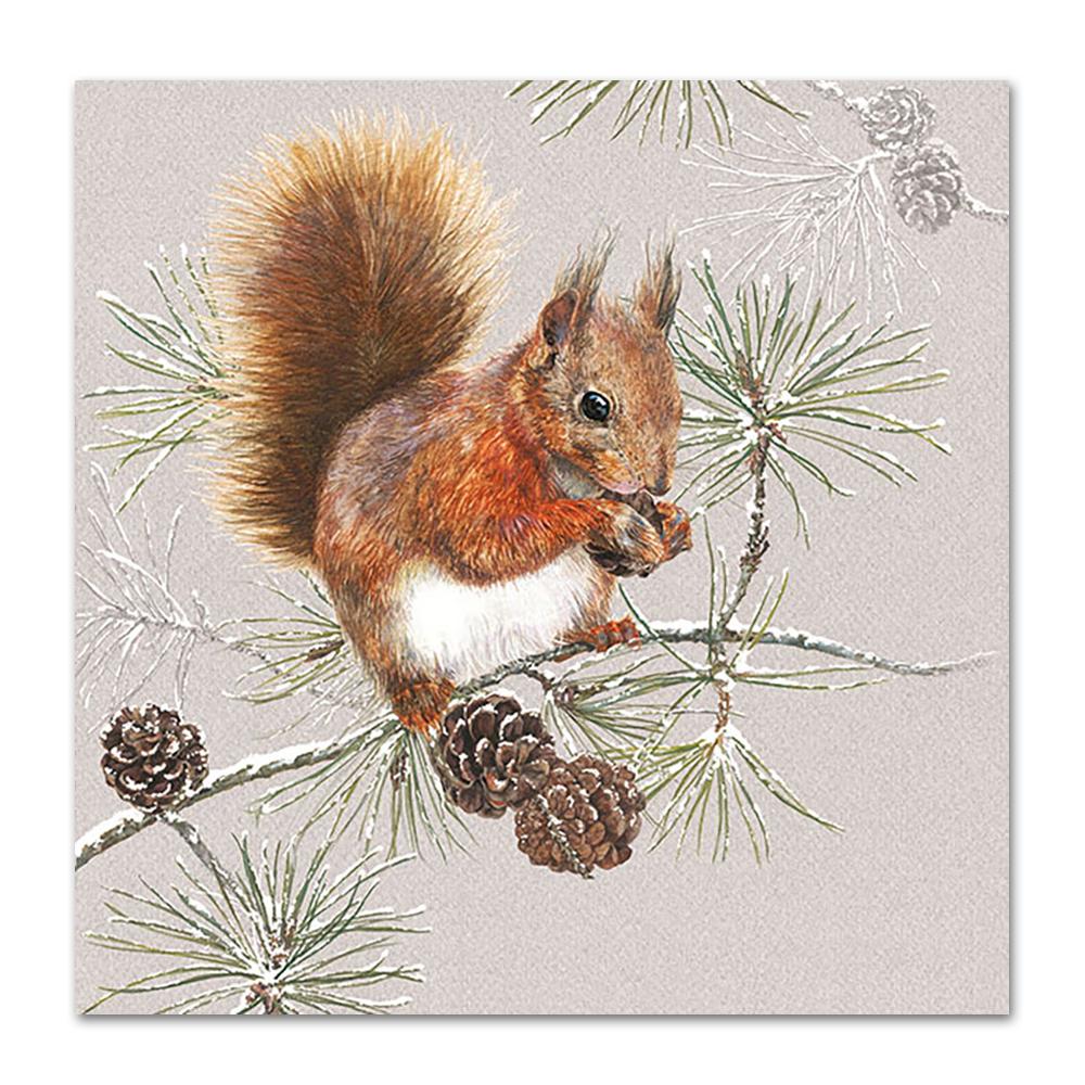 Squirrel In Winter Paper Napkins - Luncheon