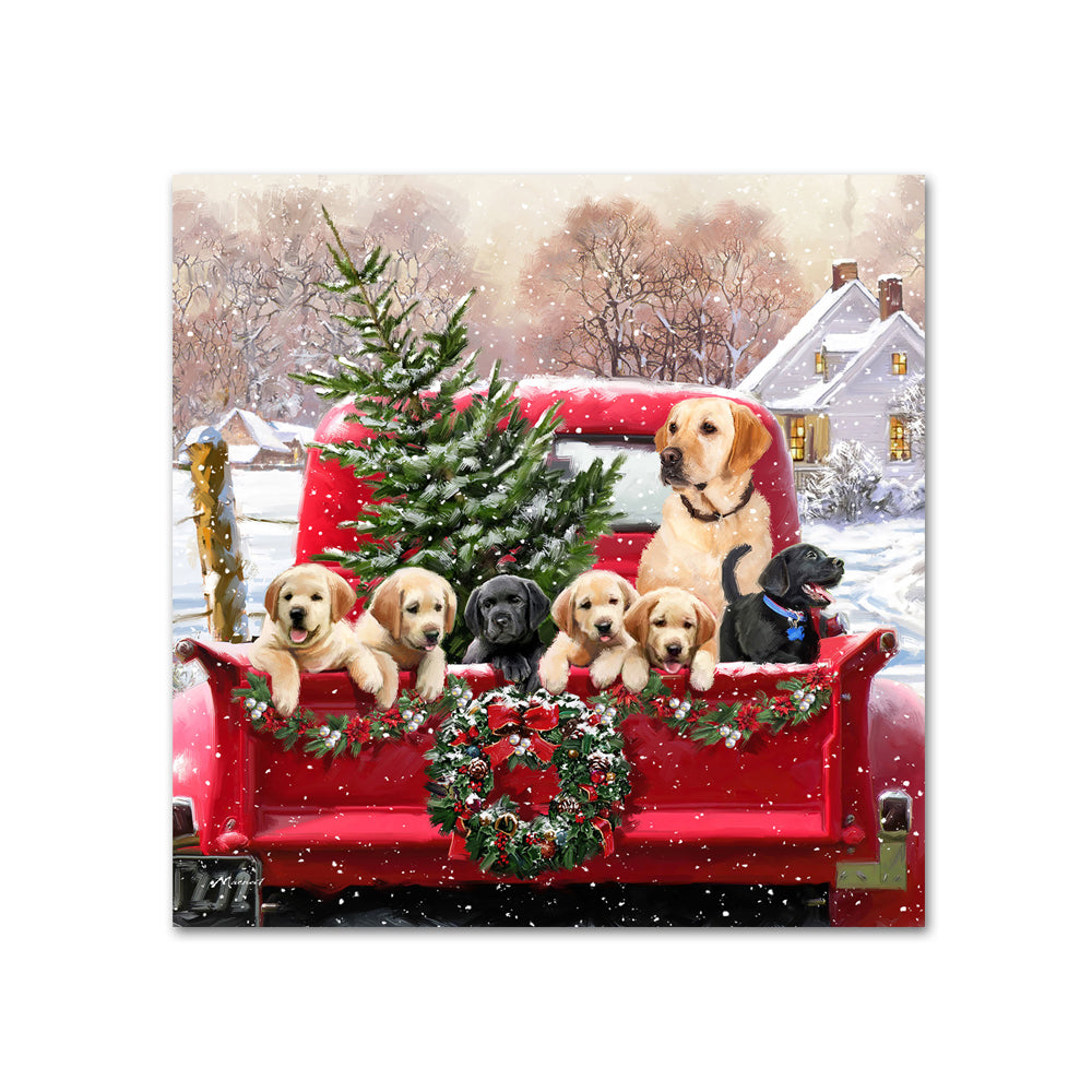 Labrador's Family Christmas Trip Beverage Napkins