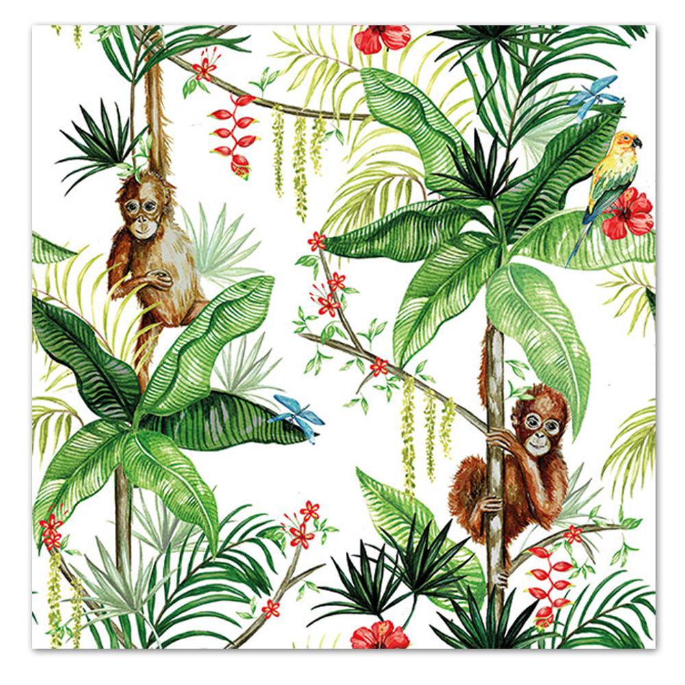 Orangutan Jungle White Paper Luncheon Napkins