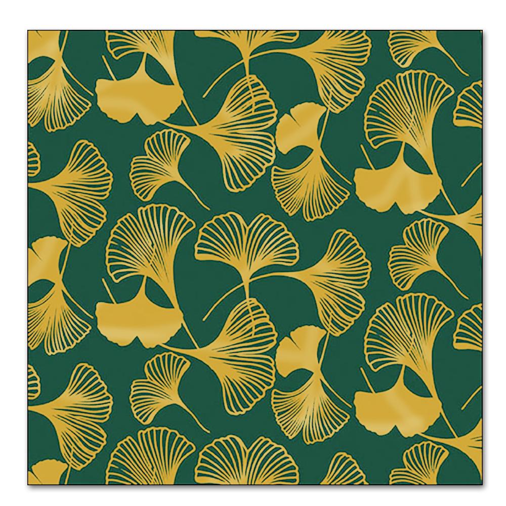 Gingko Leaf Dark Mint & Gold Paper Luncheon Napkins