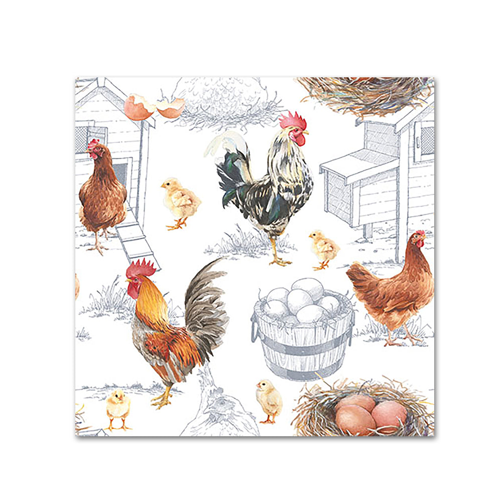 Chicken Farm Paper Beverage Napkins