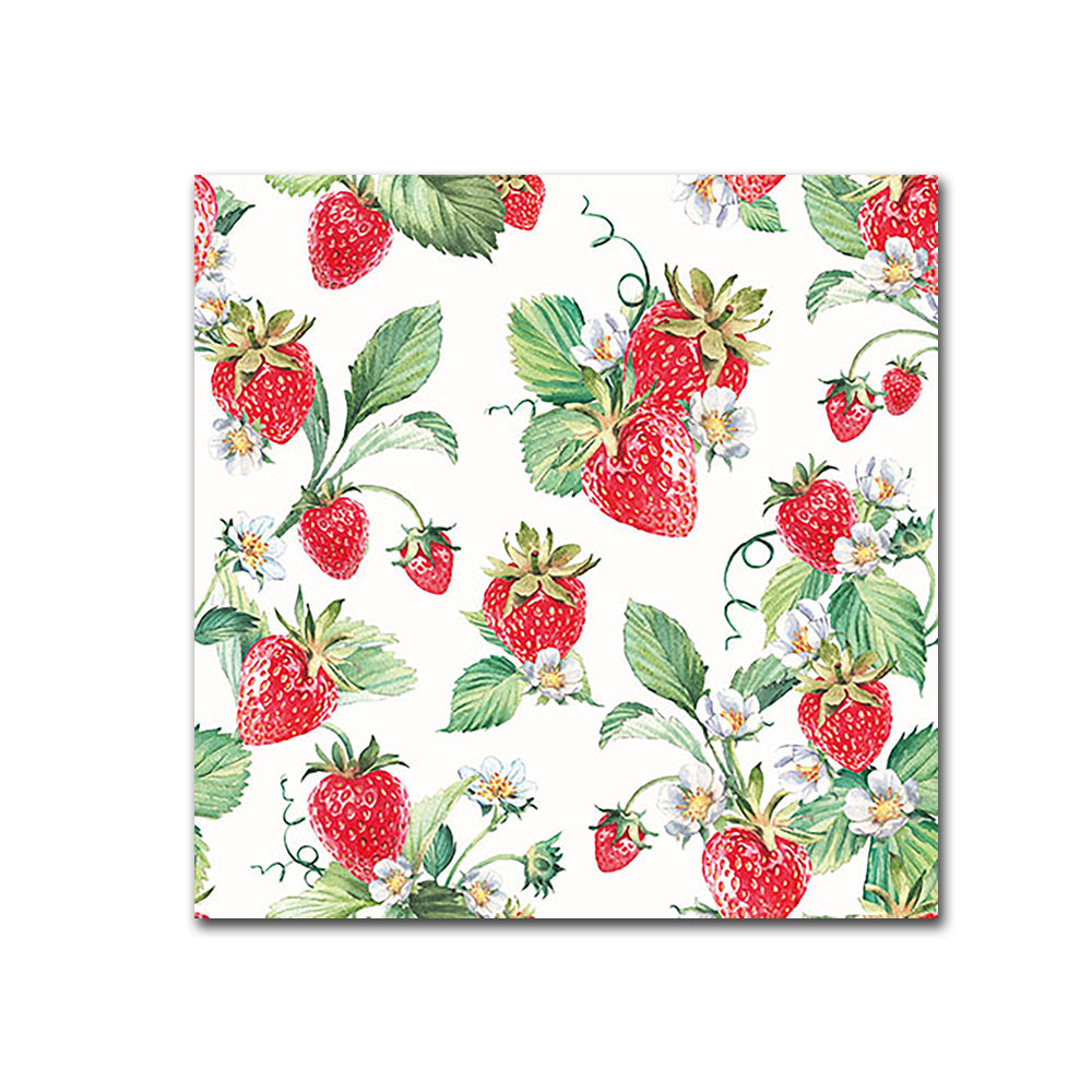 Summer Strawberries Paper Beverage Napkins - 3-Ply - 5 x 5 - Ambiente - Napkins2Go