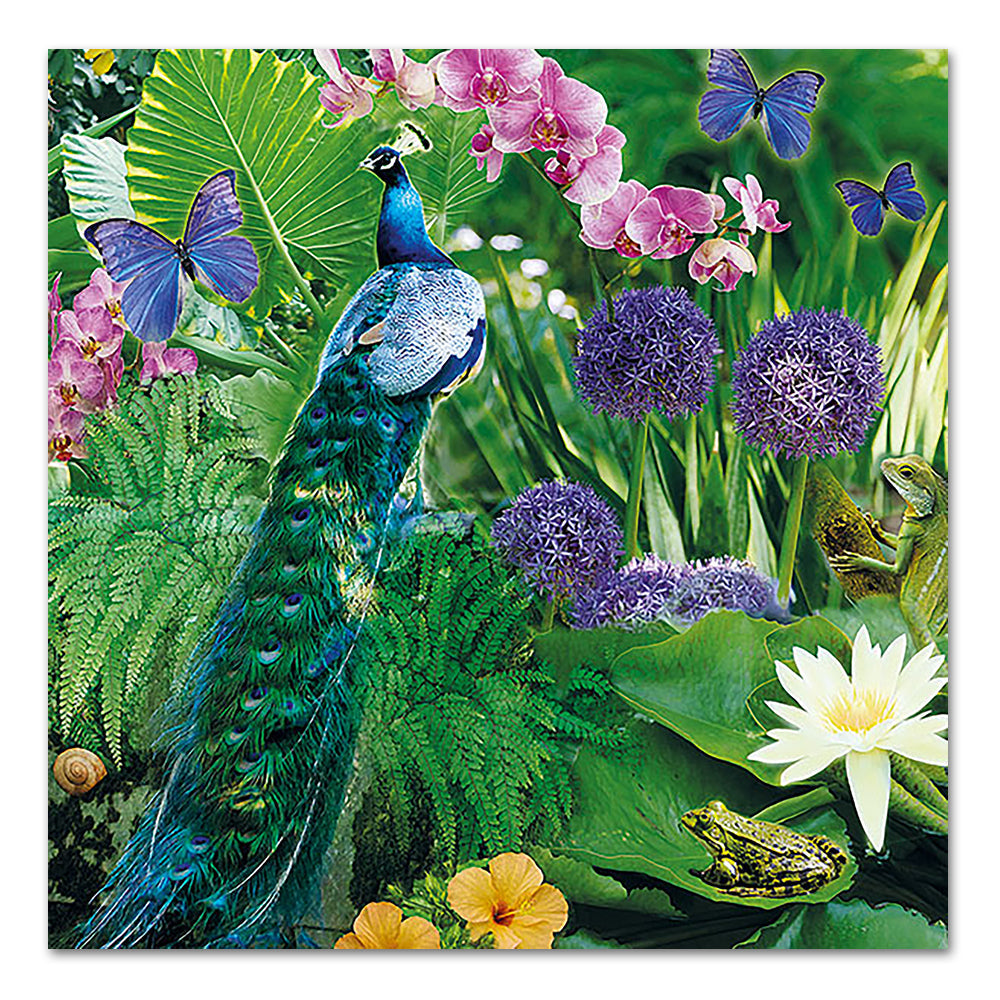 Blue Peacock Paper Luncheon Napkins