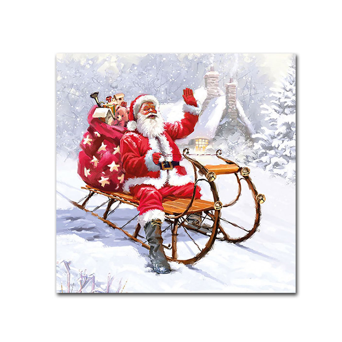 Sledding Santa Paper Beverage Napkins