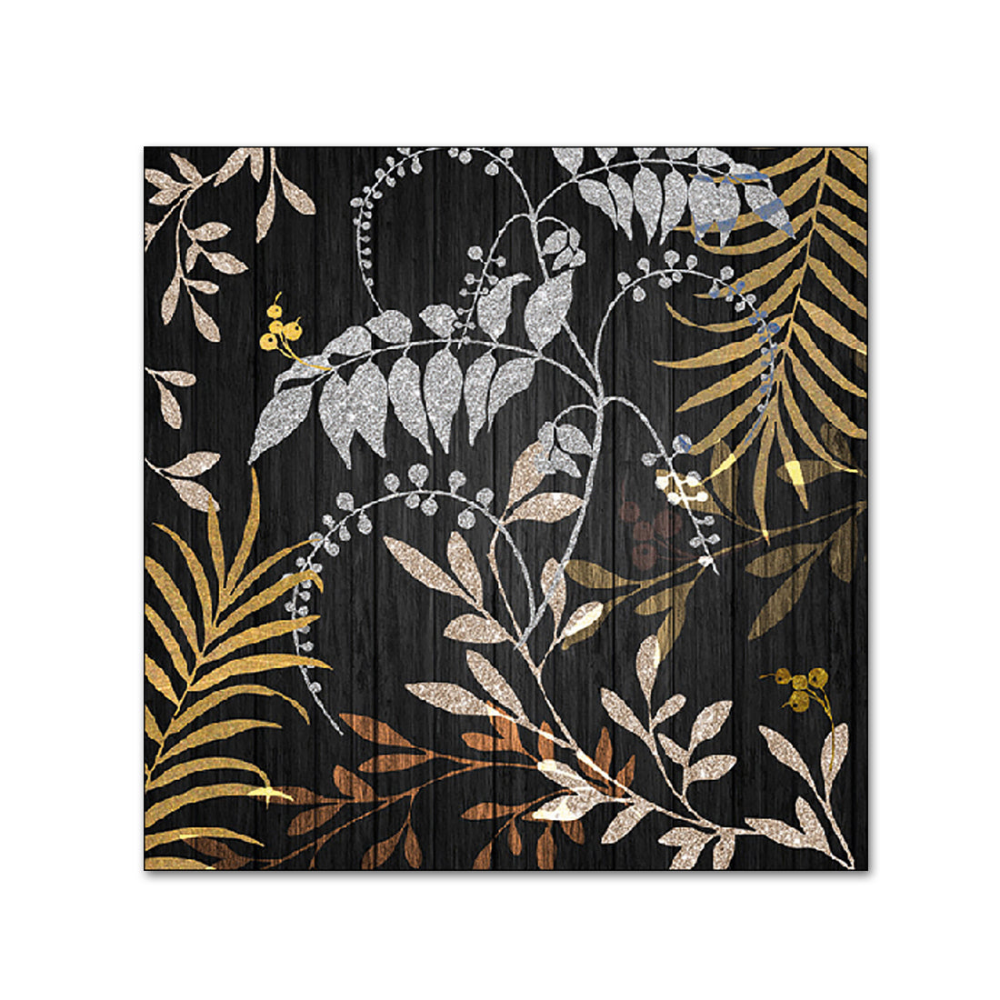 Midnight Leaves Paper Beverage Napkins