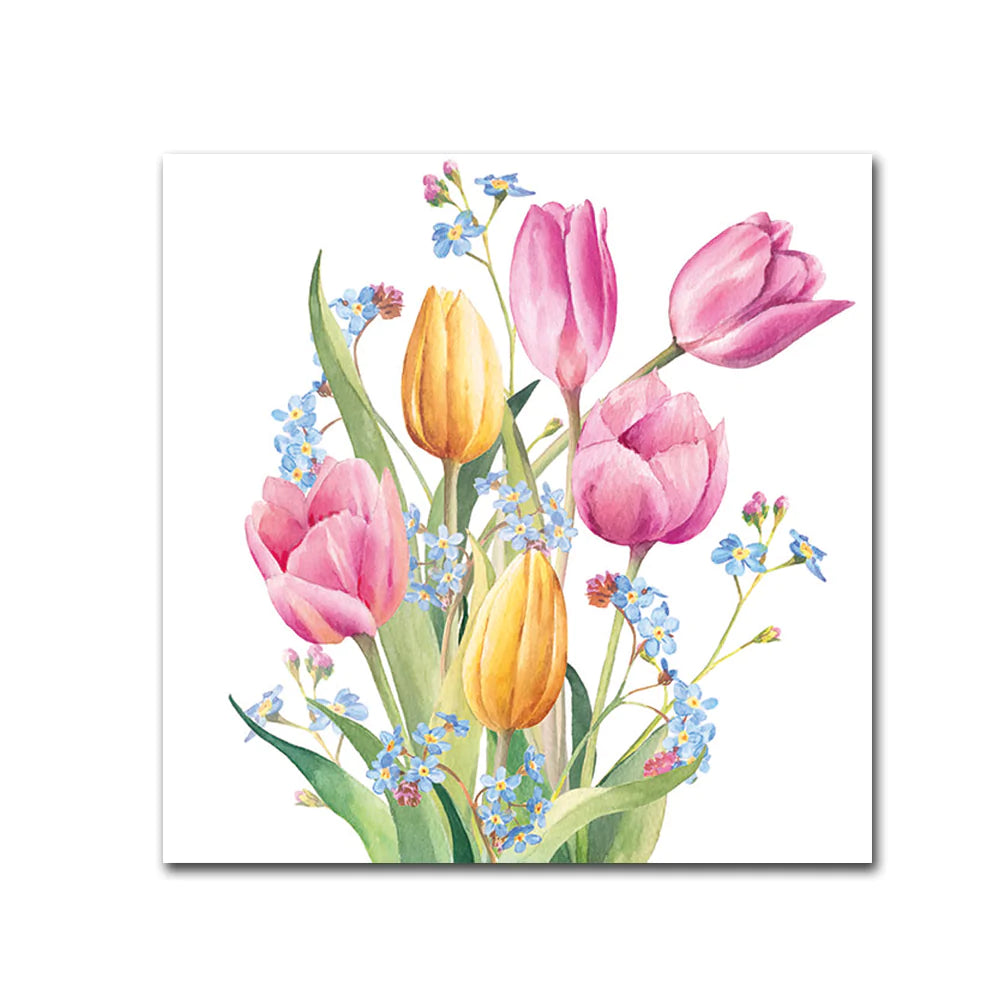 Tulip Bouquet Paper Beverage Napkins