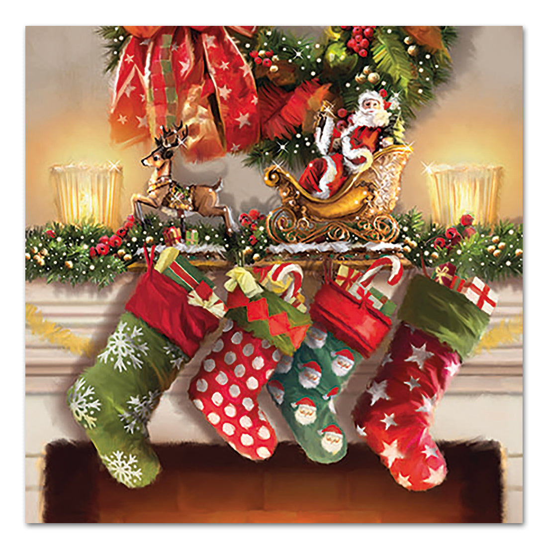 Christmas Stockings Paper Luncheon Napkins
