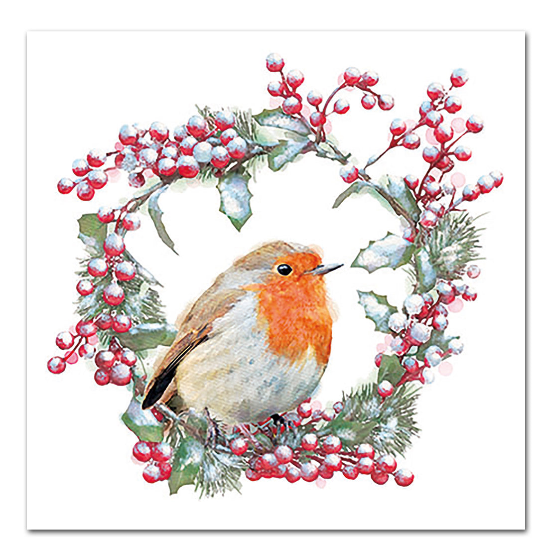 Bird in Wreath Paper Luncheon Napkins