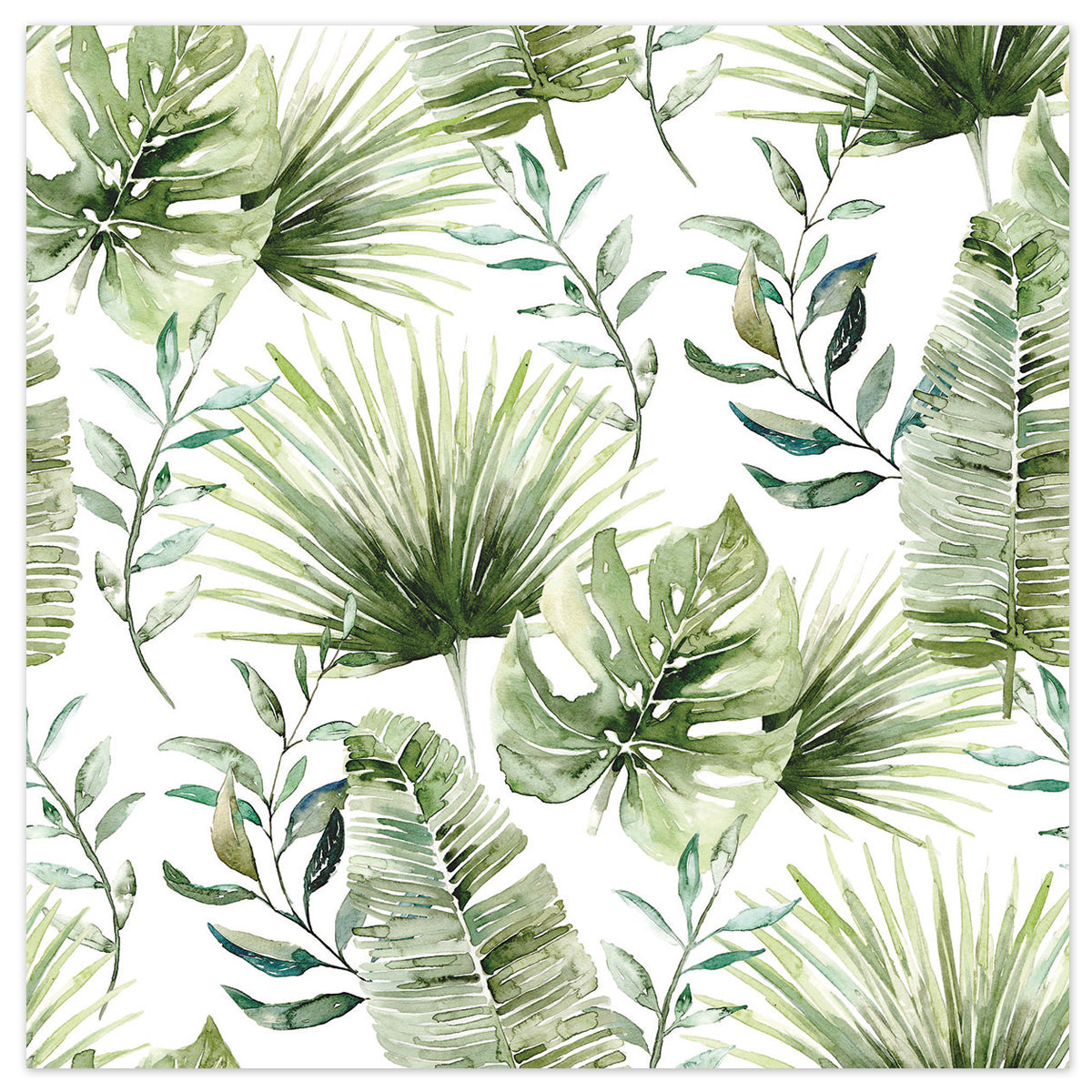 Jungle Leaves on White Paper Luncheon Napkins