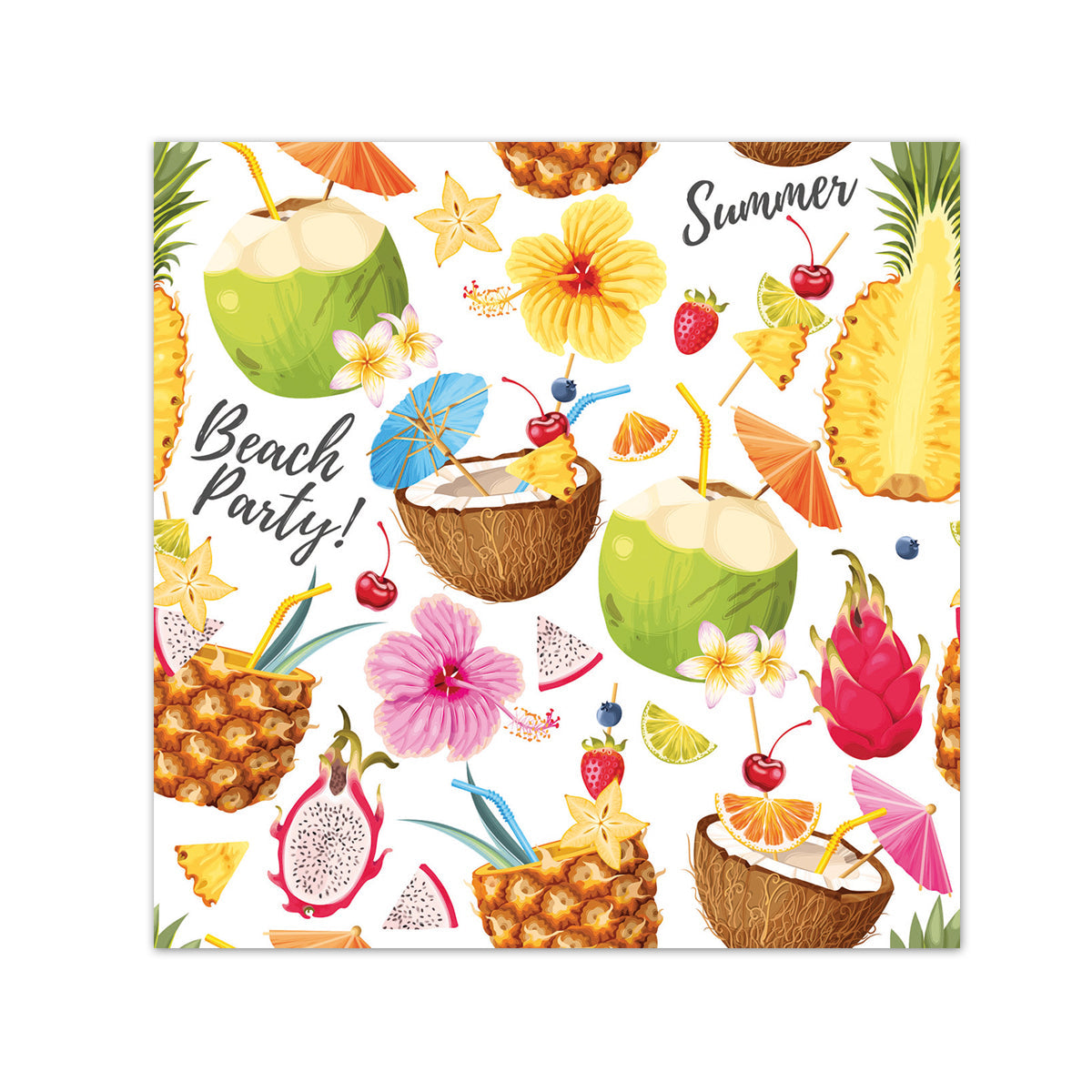 Beach Party White Paper Beverage Napkins