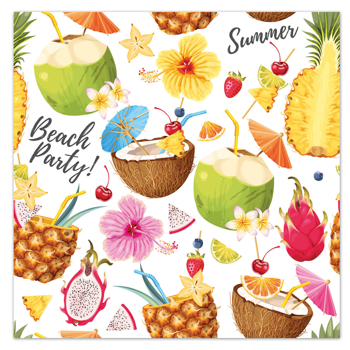 Beach Party White Paper Luncheon Napkins