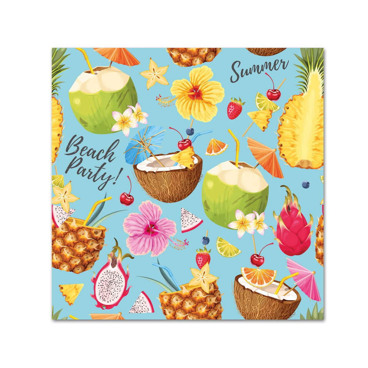 Beach Party Aqua Paper Beverage Napkins