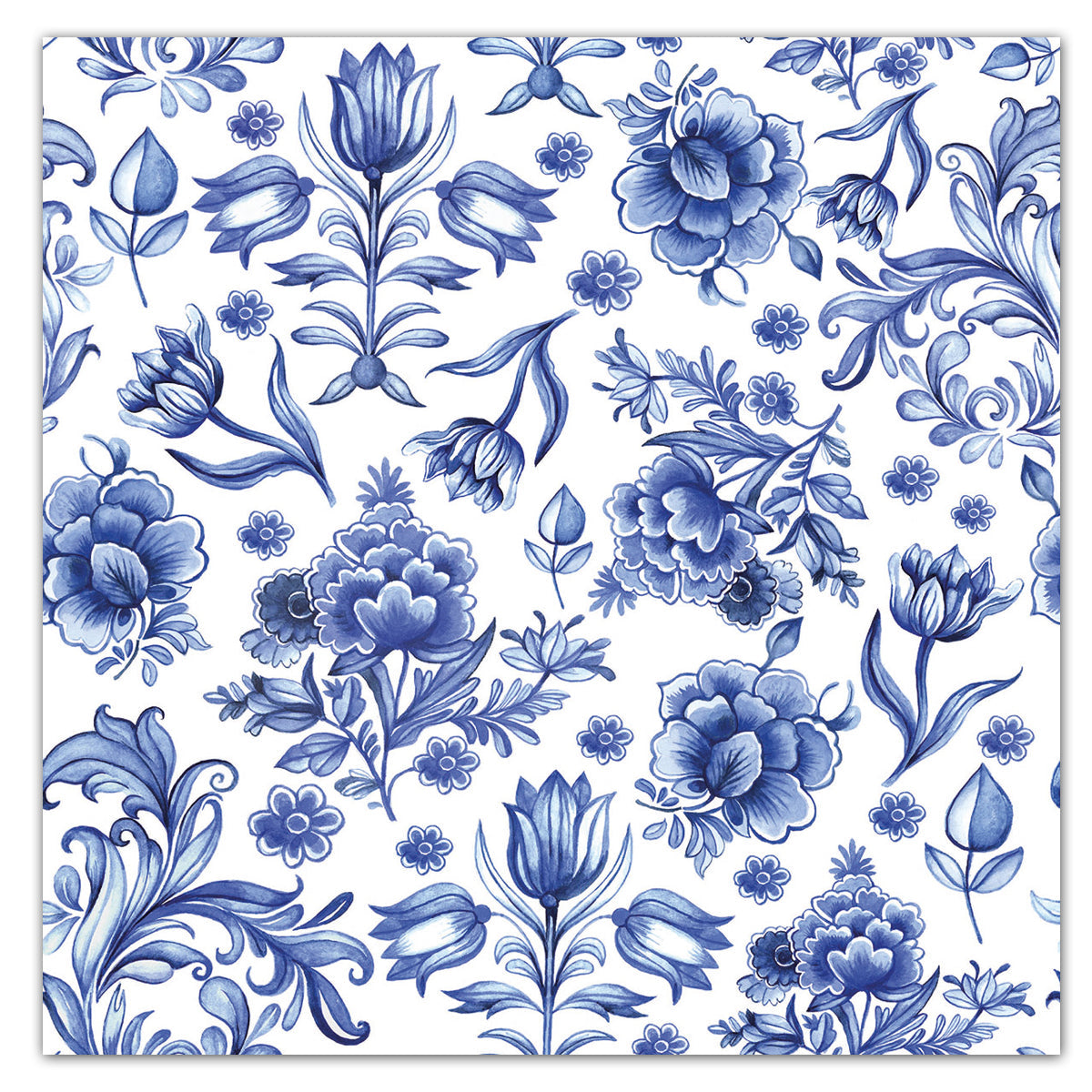 Delft Blue Flowers Paper Luncheon Napkins