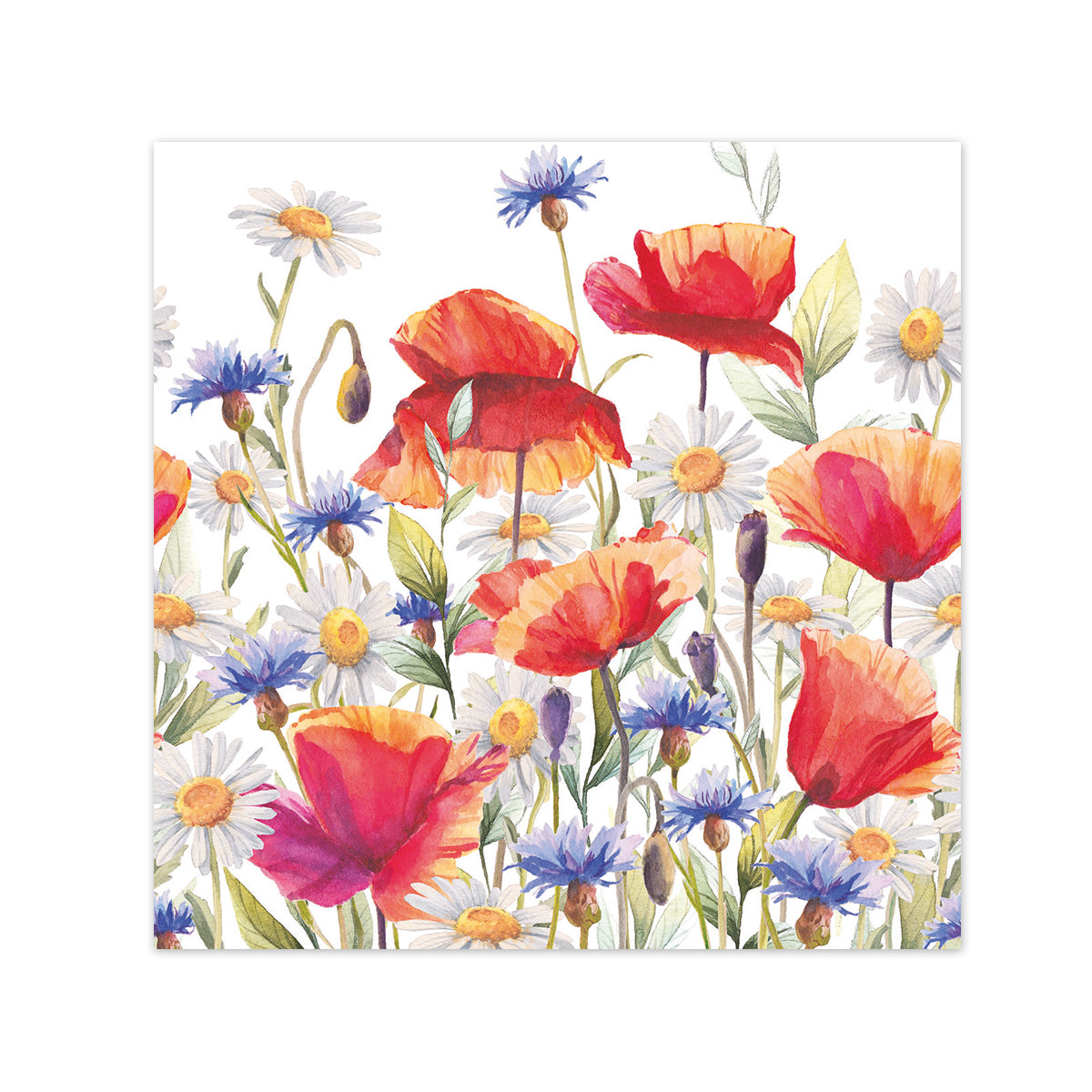Poppies & Cornflowers Paper Beverage Napkins