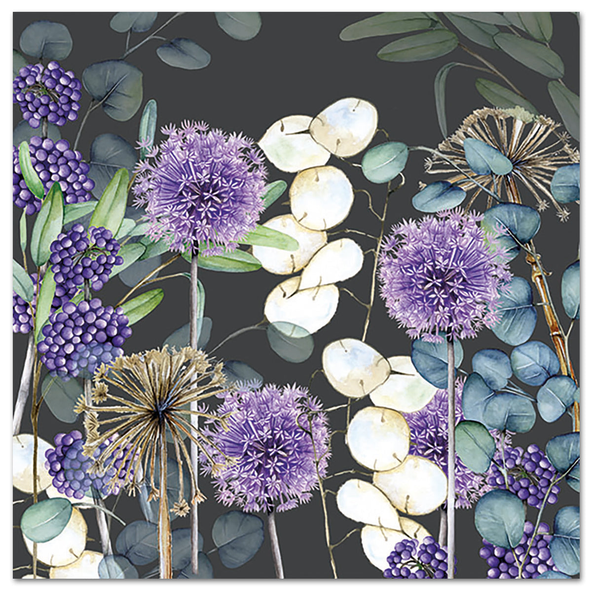 Lunaria Garden Grey Paper Luncheon Napkins
