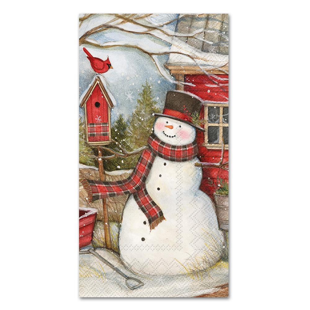 Country Barn Snowman Paper Guest Towel