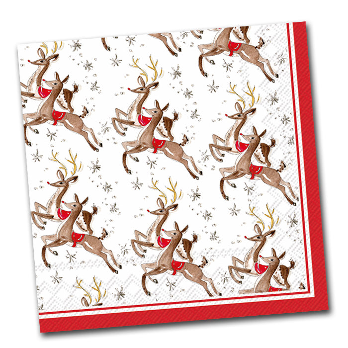 Retro Reindeer Christmas Luncheon Napkin