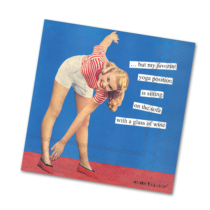 Yoga Position Funny Cocktail Napkins by Anne Taintor