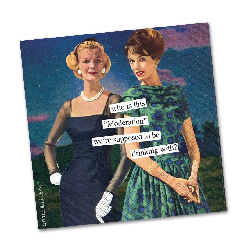Moderation Funny Cocktail Napkins by Anne Taintor