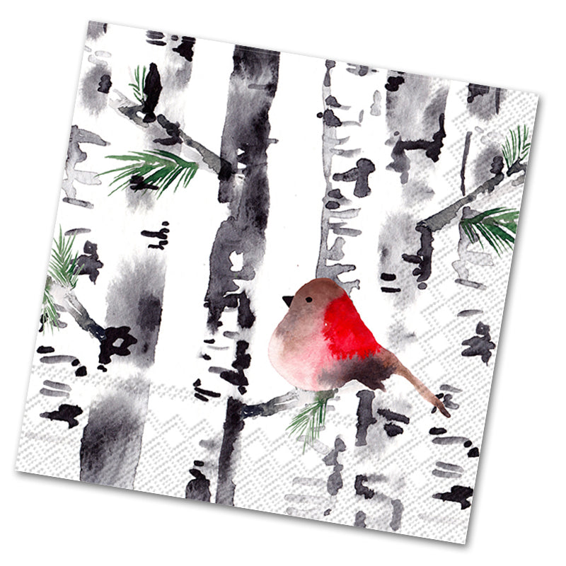 Bird in Birch Trees Luncheon Napkins