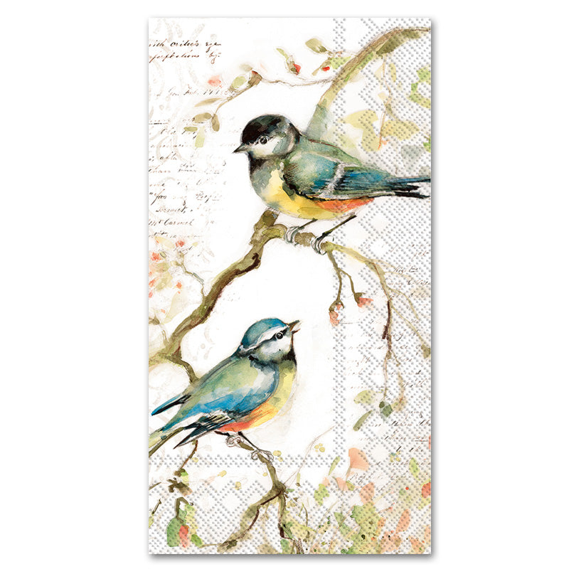 Happy Little Titmice Paper Guest Towels - Buffet Napkins
