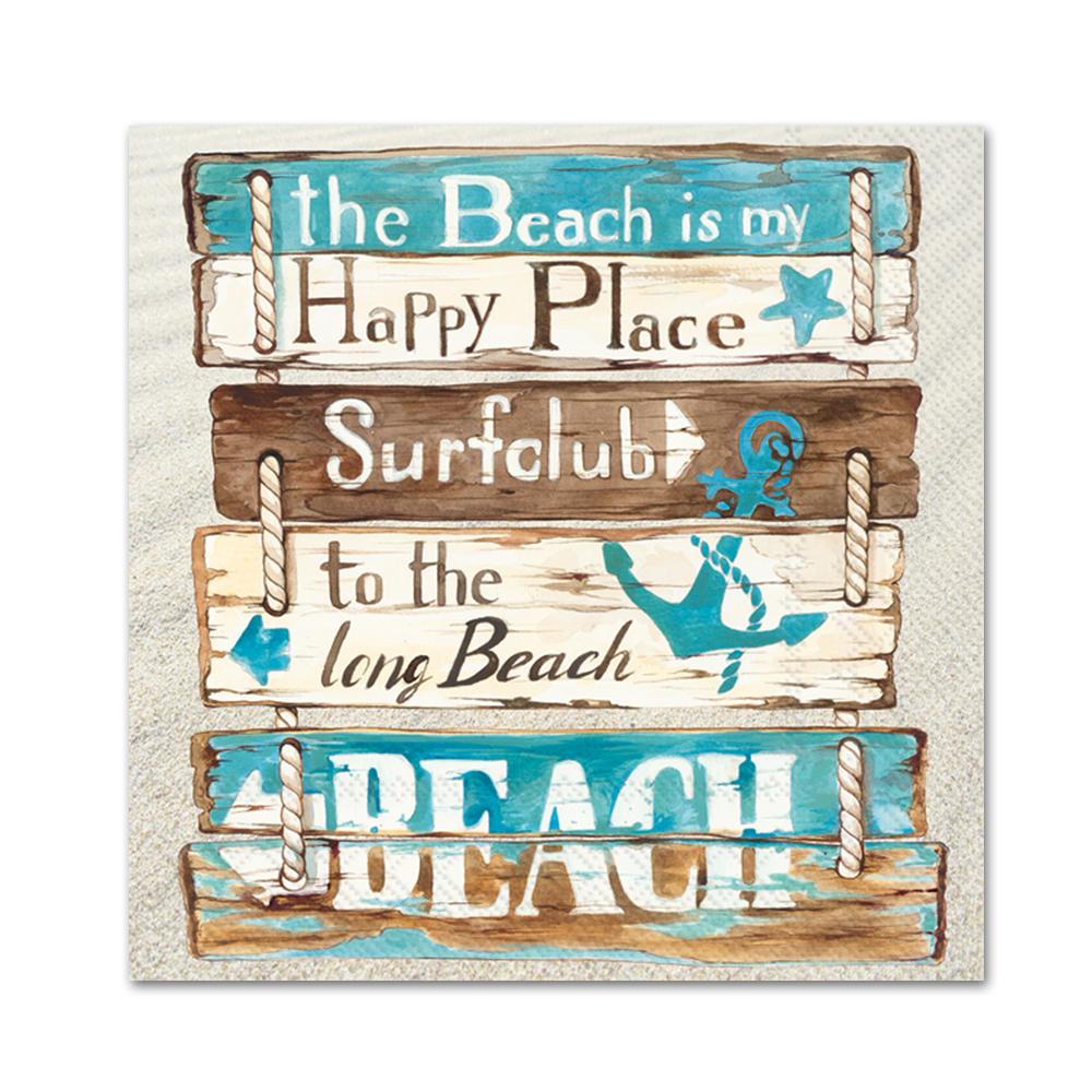 Happy Place at the Beach Paper Beverage Napkins