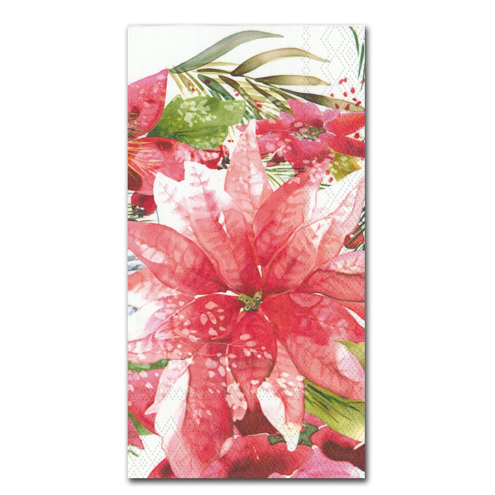 Amaryllis and Poinsettia Paper Guest Towels - Buffet Napkins