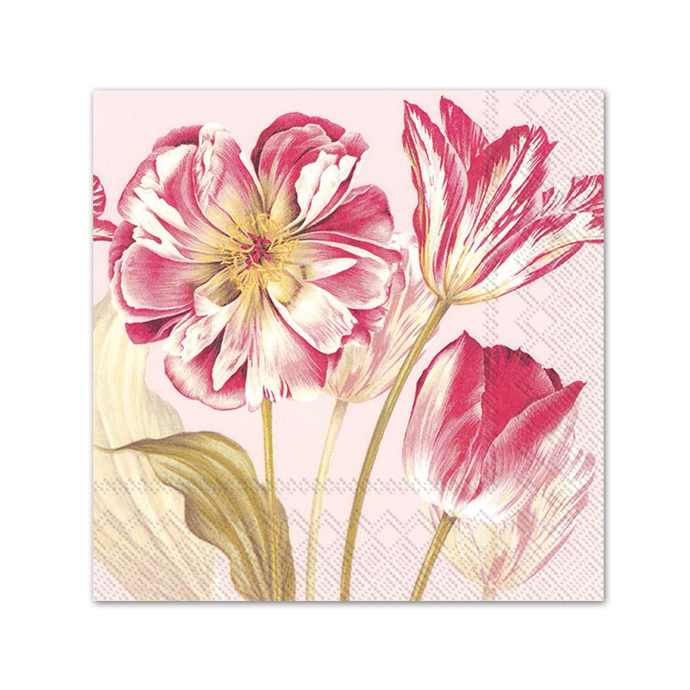 Majestic Tulips Rose Paper Beverage Napkins