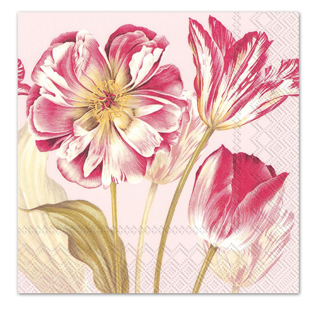 Majestic Tulips Rose Paper Lucnheon Napkins