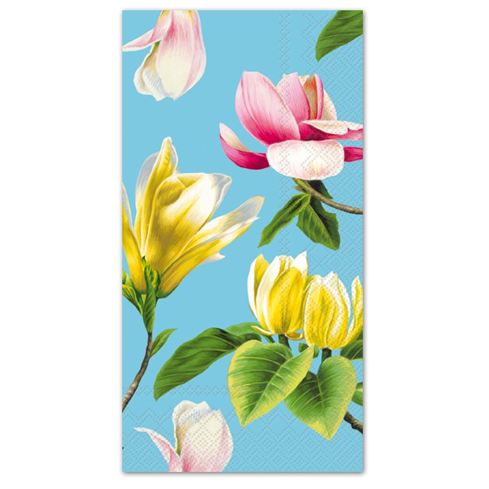 Malou Turquoise Floral Paper Guest Towels - Buffet Napkins