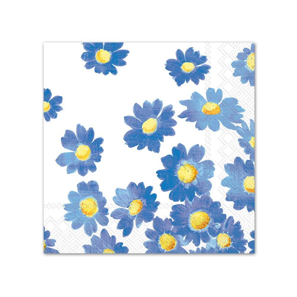 Agnetha Blue Floral Paper Beverage Napkins