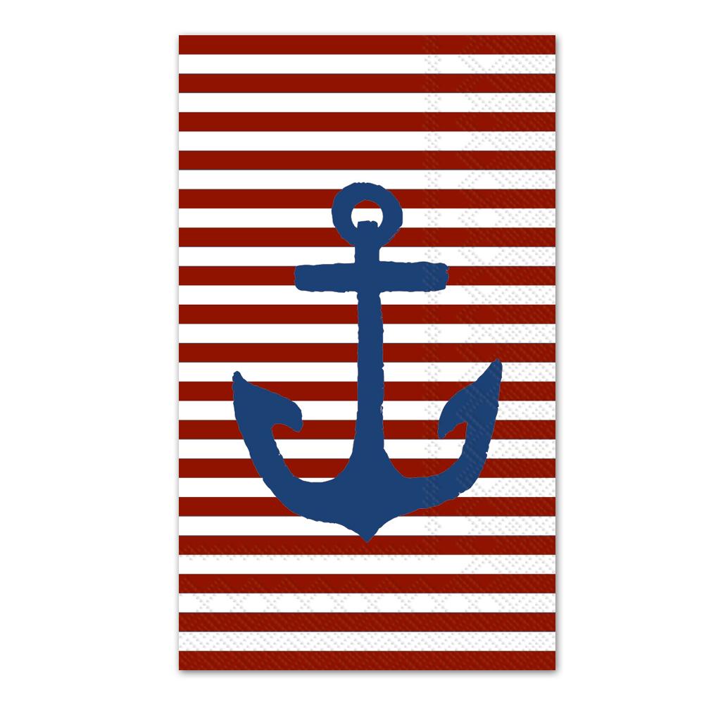 Yacht Club Anchor Red Stripes Paper Guest Towels