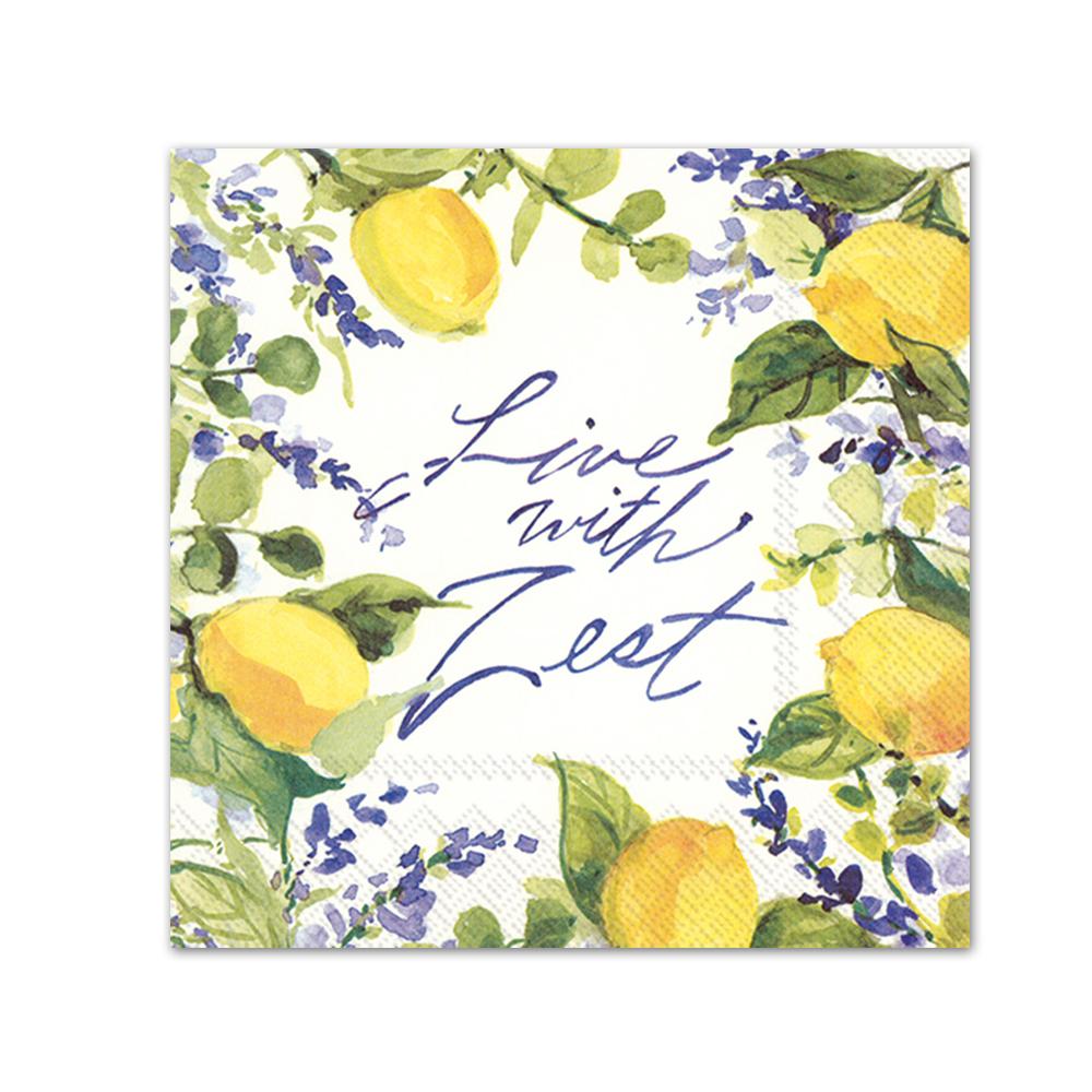 Lemons - Live with Zest Paper Beverage Napkins