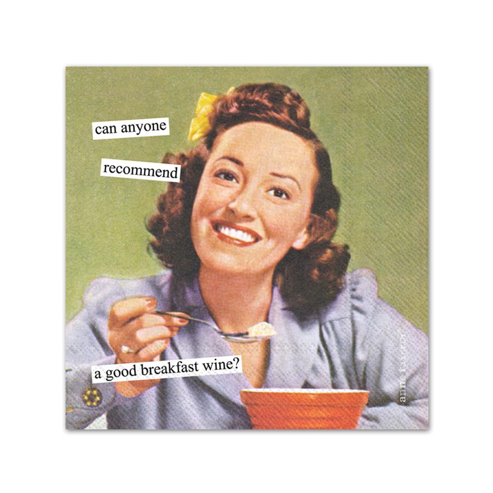 Breakfast Wine Funny Cocktail Napkins by Anne Taintor