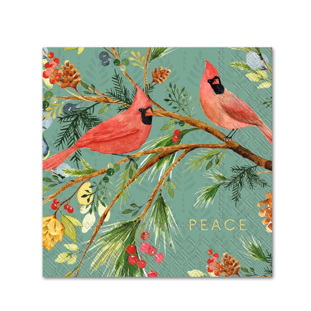 Cardinal Birds Peace Tree Paper Beverage Napkins