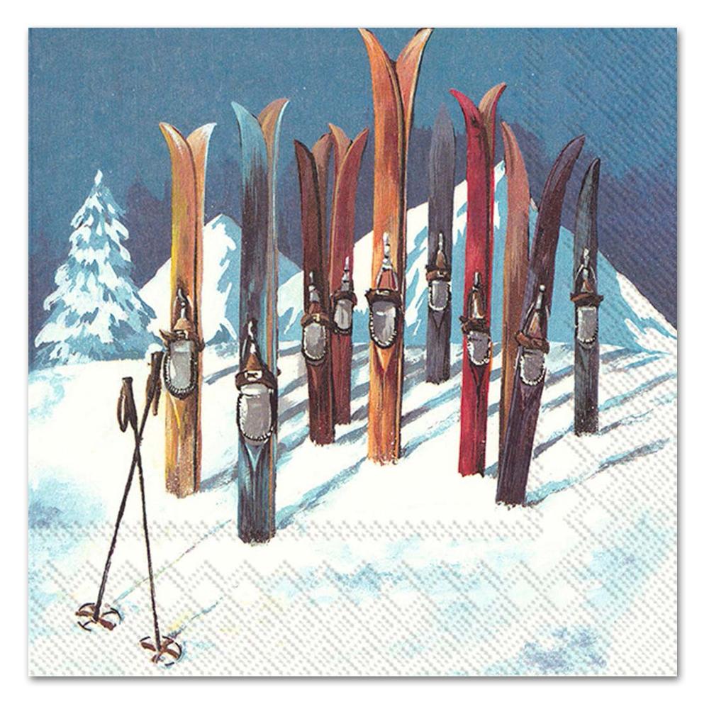 Winters Day Snow Skiing Paper Luncheon Napkins