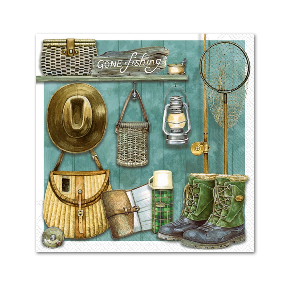Gone Fishing Paper Beverage Napkins