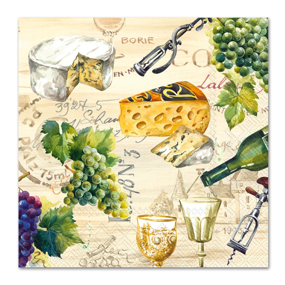 Cheese & Wine Tasting Paper Luncheon Napkins