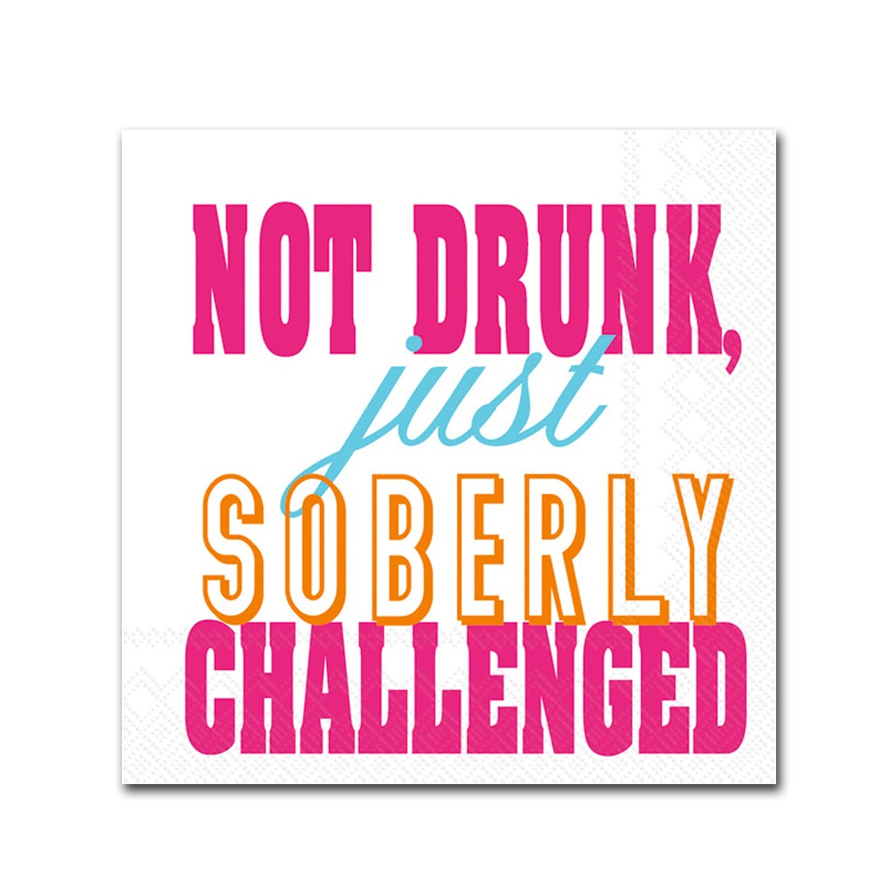 Soberly Challenged Funny Cocktail Napkins
