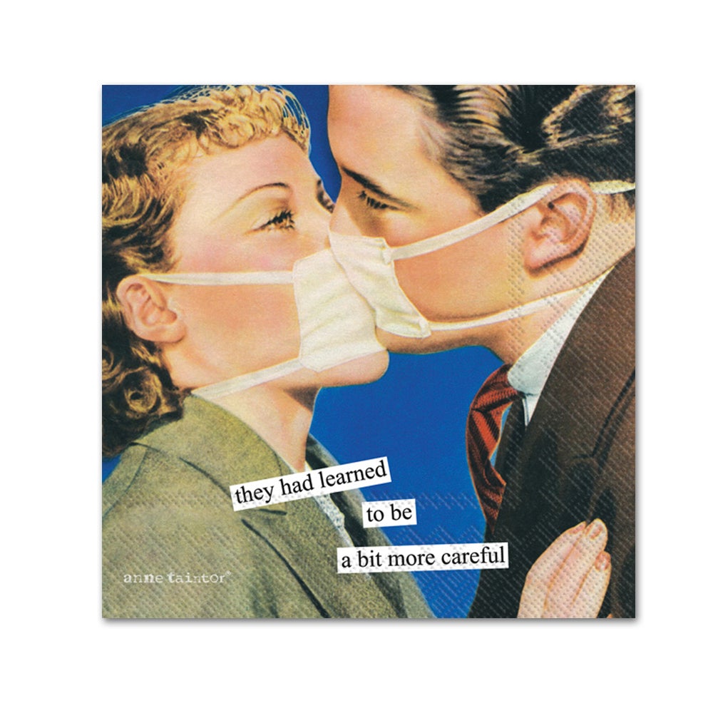 A Bit More Careful Funny Cocktail Napkins by Anne Taintor