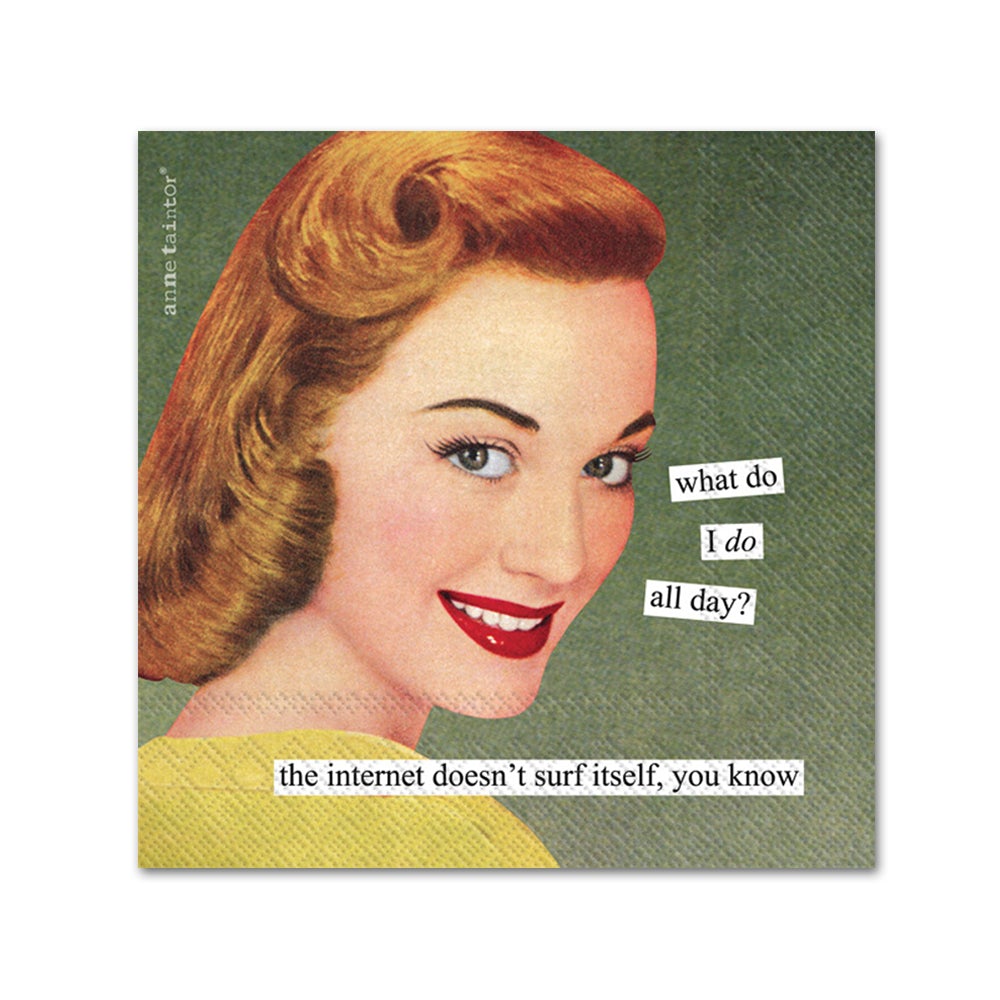 Surf All Day Funny Cocktail Napkins by Anne Taintor