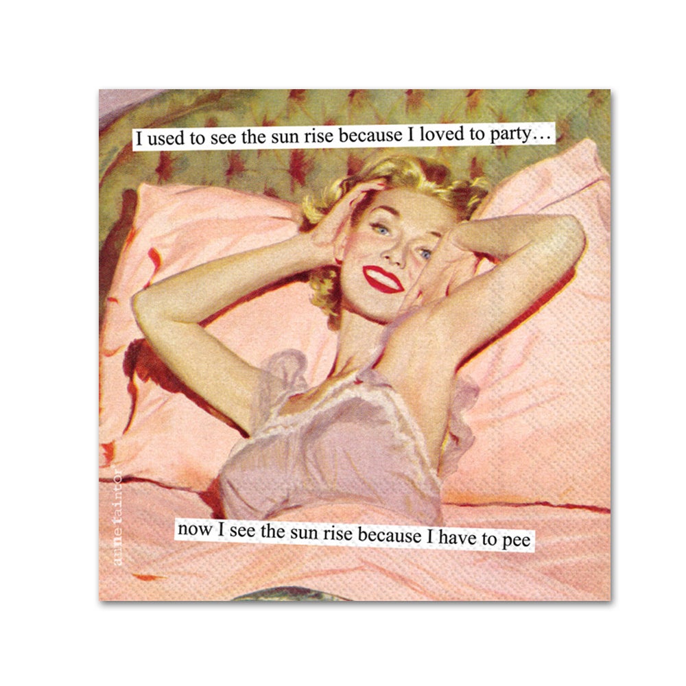 See the Sun Rise Funny Cocktail Napkins by Anne Taintor
