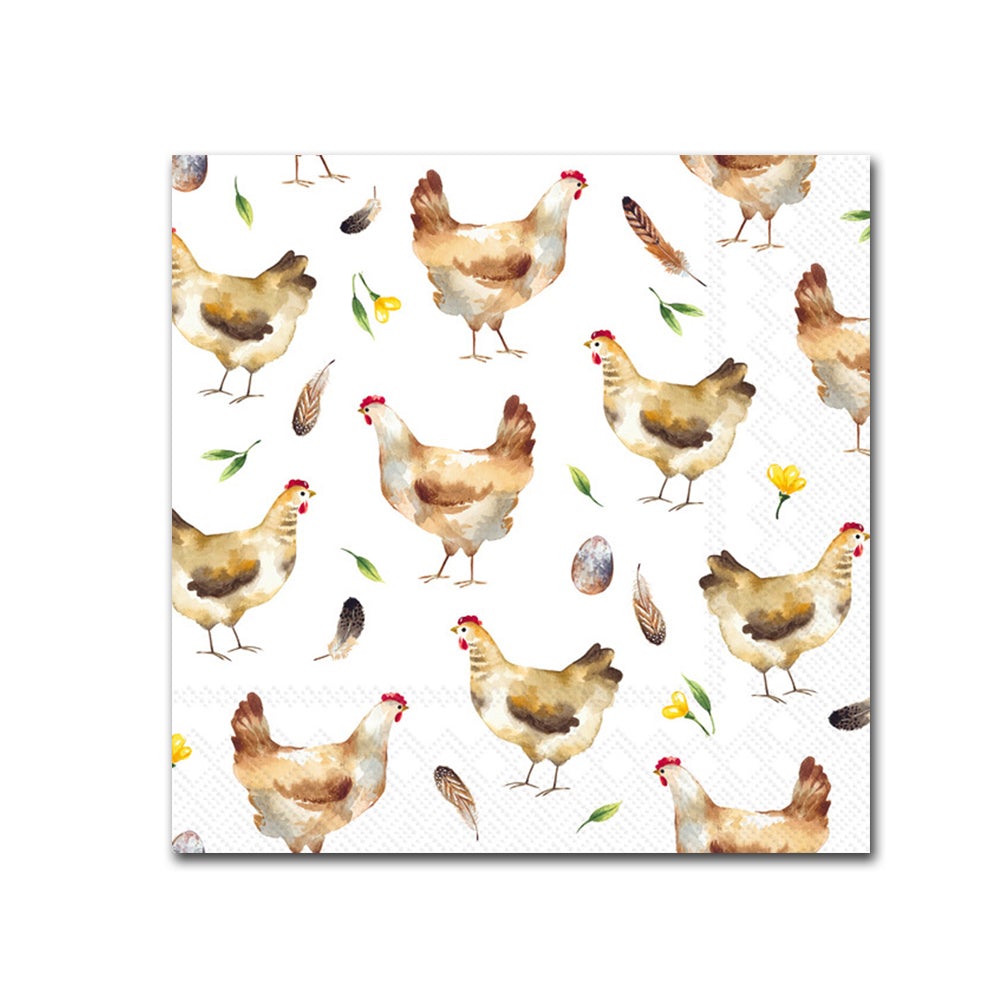 Hens & Feathers Paper Beverage Napkins