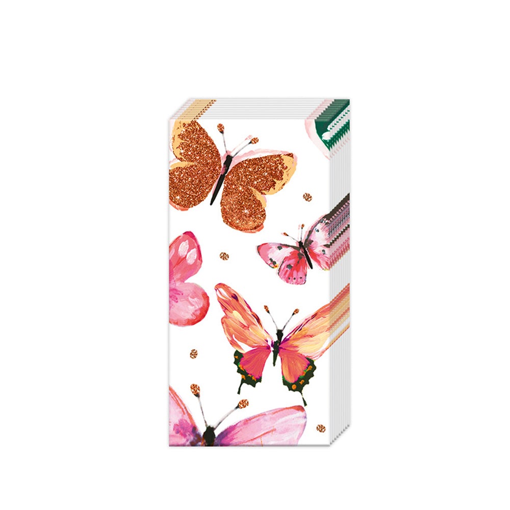 Pink Butterflies Paper Pocket Tissues