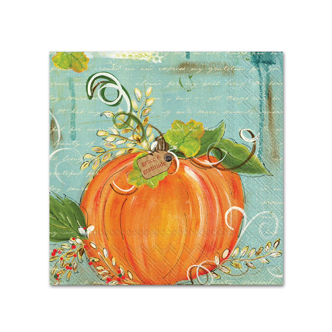 Pumpkin Grace & Gratitute Paper Beverage Napkins