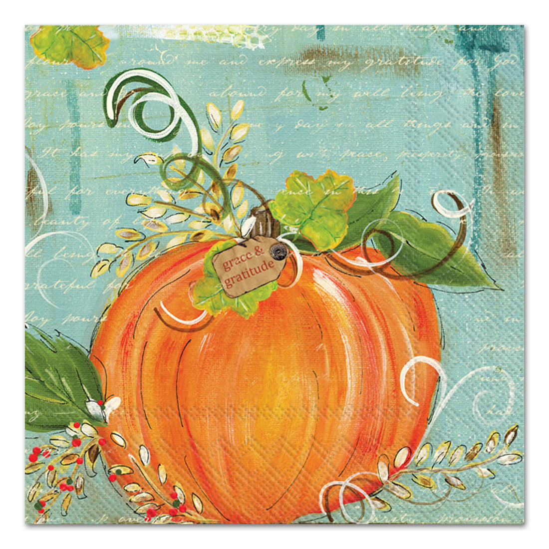 Pumpkin Grace & Gratitute Paper Luncheon Napkins