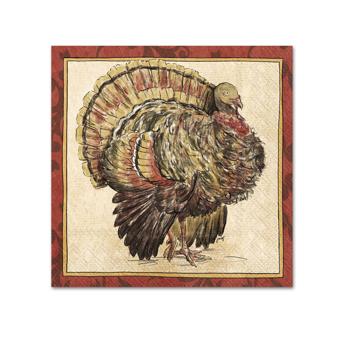 Painterly Turkey Paper Beverage Napkins