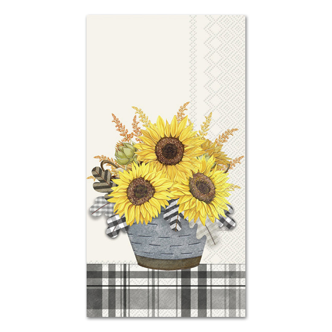 Gingham Sunflowers Paper Guest Towels - Buffet Napkins