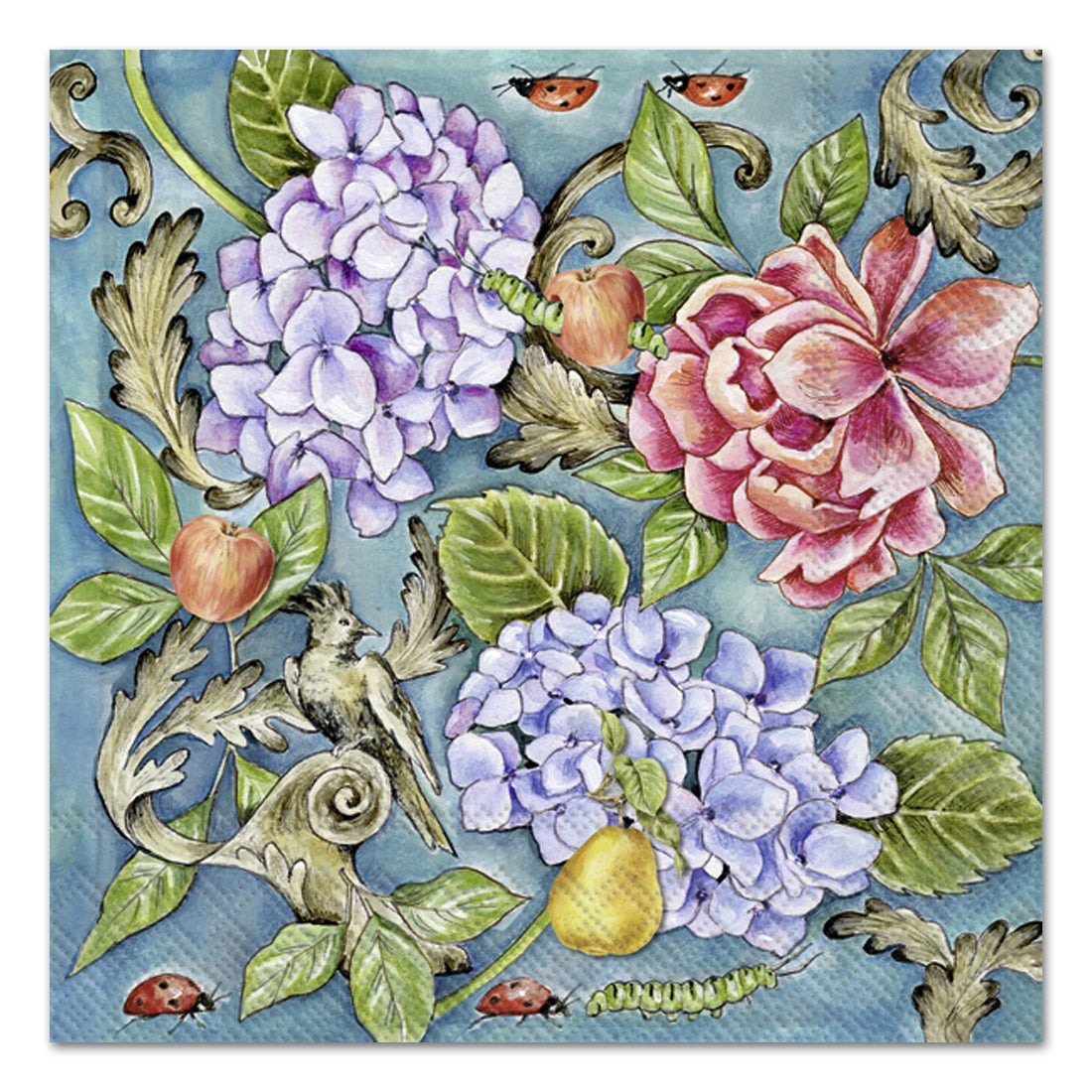 Roslyn Garden Blue Paper Luncheon Napkins
